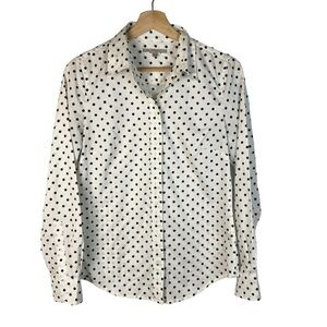 Gap White & Black Polka Dot Long‎ Sleeve Button Down XS